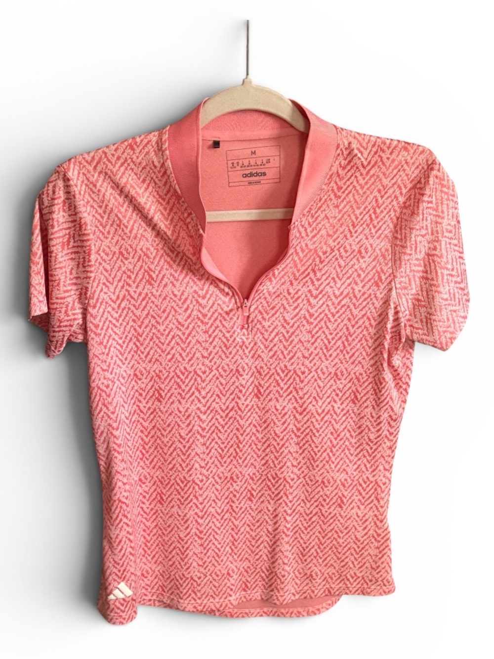 adidas Women’s Coral Pink Short-Sleeve Polo Tee